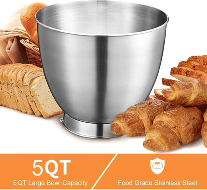 5QT Stand Electric Mixer, 12-Speed Kitchen Mixer with Tilt-Head, Stainless Steel Bowl Dough Mixer, Egg Whisk, Dough Hook & Beater Included, Idea for 3-5 Family,Black6