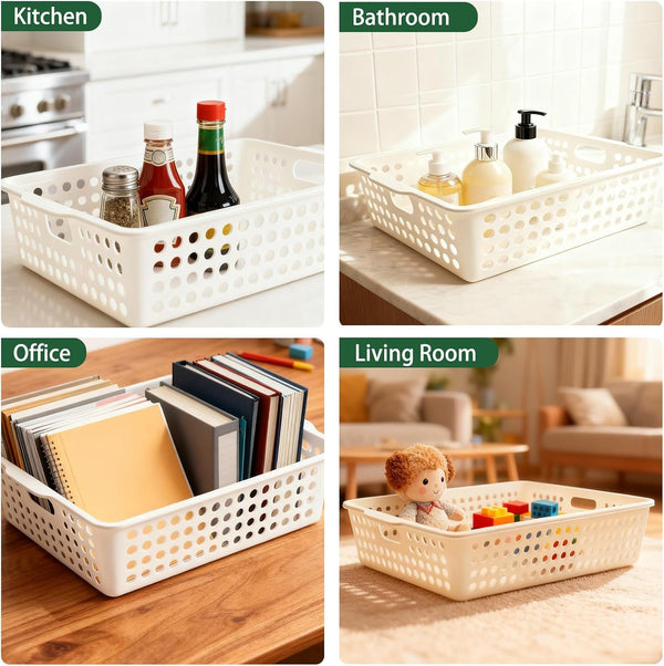 8 Pack Paper Organizer Baskets Trays, 14 in Plastic Storage Baskets7