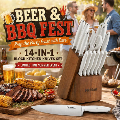 14-Piece Knife Set – German High Carbon Stainless Steel, White3