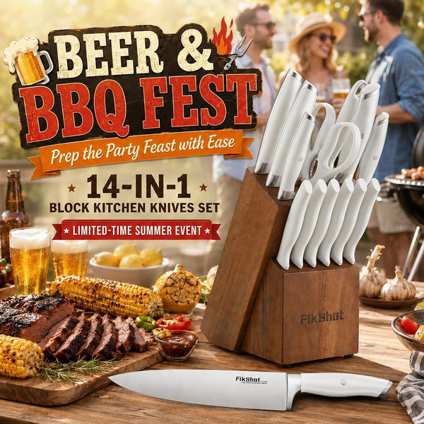 14-Piece Knife Set – German High Carbon Stainless Steel, White3