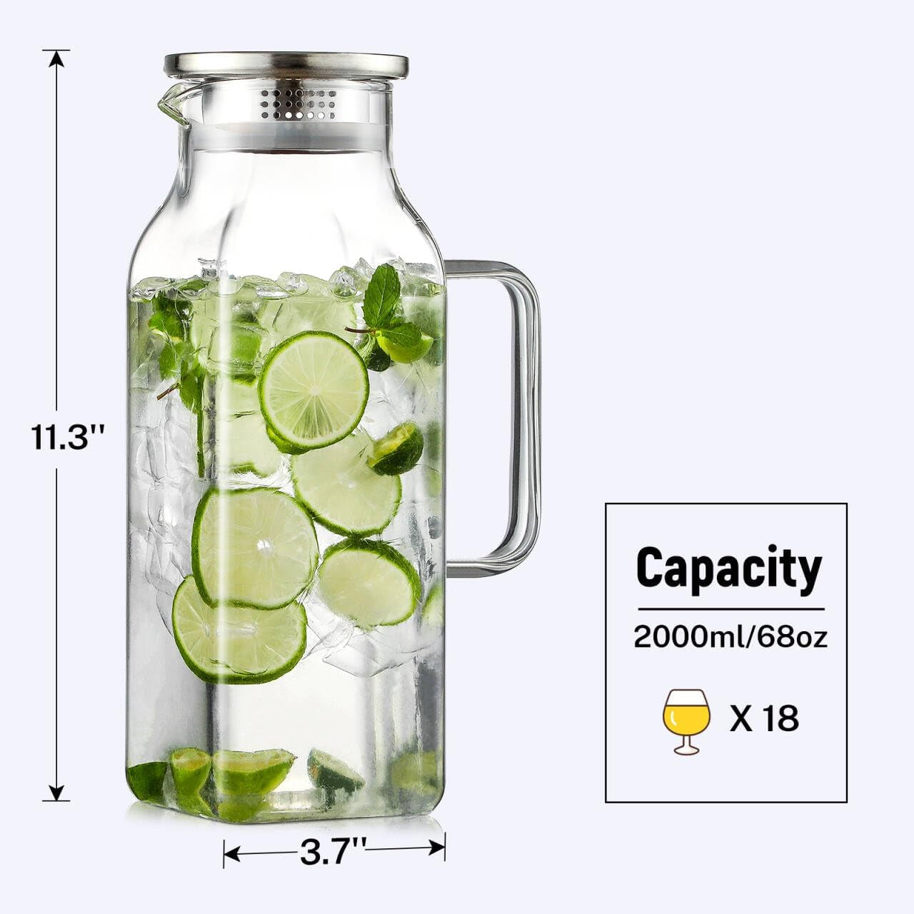 2-quart-2-liter-68-oz-square-glass-pitcher-with-lid-and-spout-water-pitchers-with-handle-for-fridge-borosilicate-glass-carafe-for-hot-cold-drink-large-jug-for-iced-tea-coffee-juice-milk-beverage