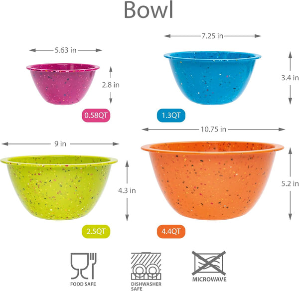 Confetti Melamine 4 Piece Nesting Mixing Bowls Set, Colorful Vibrant7
