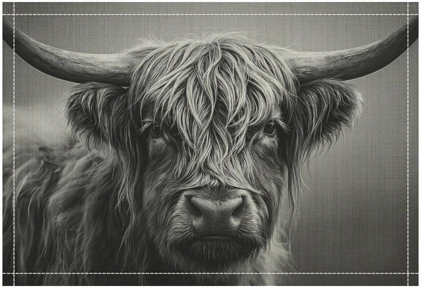 Highland Cattle Placemats Set of 4, Farm Rustic Black White Animals Western Rustic Art Printed Dining Table Mats for Party Restaurant Home Kitchen Holiday Decor 18X12 Inch6