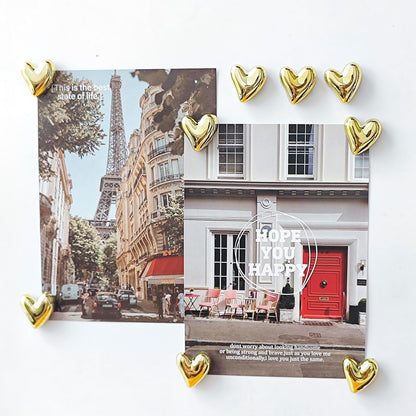12PCS Refrigerator Magnets Gold Magnets for Fridge 0.83In Small | Love Heart Cute Decorative Magnet Set for Home Kitchen Office Whiteboard Decor5