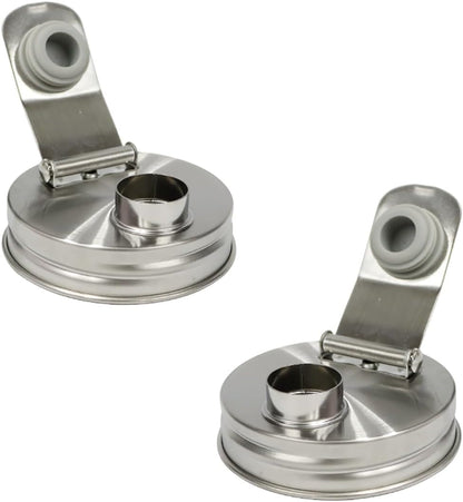 Mason Jar Pour Spout Lid Stainless Steel,Pour Spout Flip Cap Lids for Mason Jars,No Rust Leaking Proof for Home Brewing Fruit Fermenting Drinks Airtight(2Pcs) (Regular Mouth)2