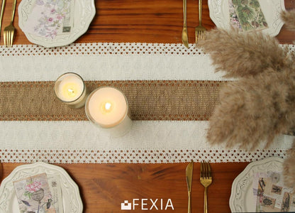 Boho Table Runner for Fall Home Decor 12X72 Rustic with Tassels | 72 Inches Long Farmhouse Kitchen Dining Room Macrame Burlap Coffee Table Decoration Dresser Runner Pottery Barn Furniture6