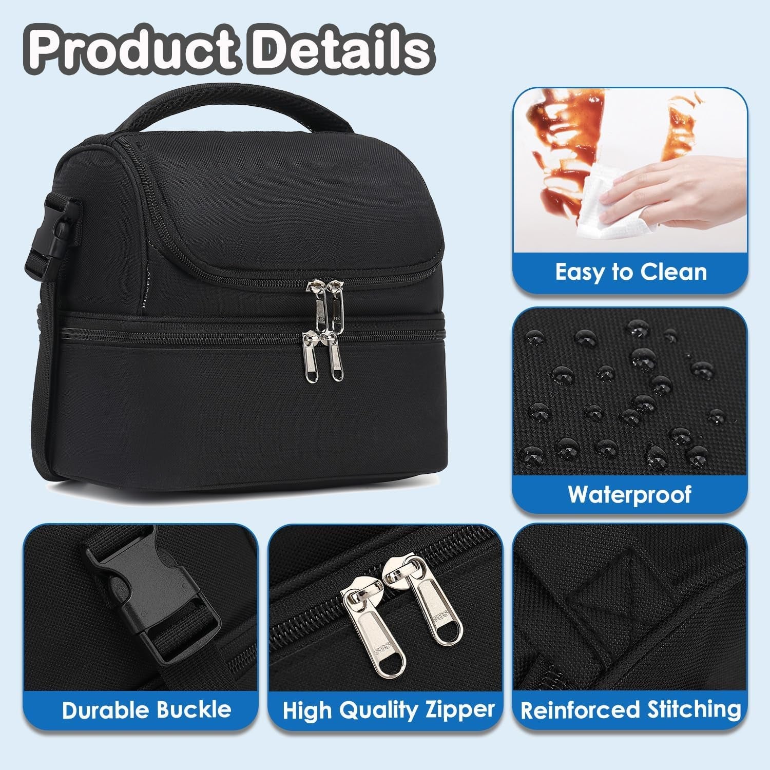 double-decker-cooler-insulated-lunch-bag-large-tote-for-boys-girls-men-women-with-adjustable-strap-black