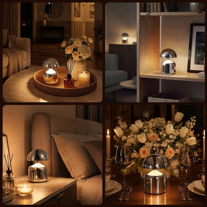 Mini Mushroom Rechargeable Table Lamp Cordless, Silver7