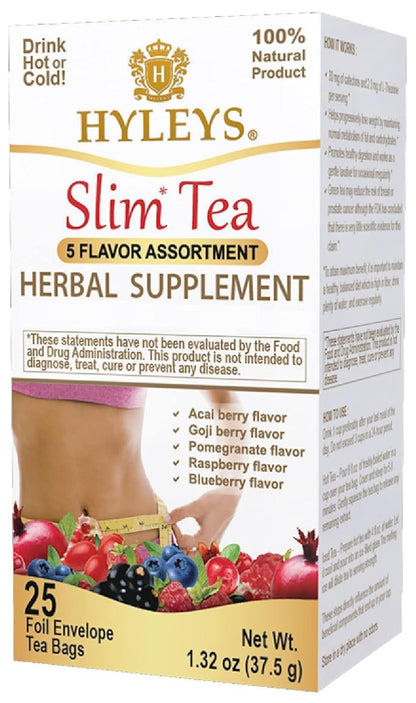 Slim Tea, 5 Flavor Weight Loss Variety Pack, Senna Tea, 25 Bags | Green Tea, Senna Detox & Cleanse, 3 Natural Ingredients, No Added Sugar, 1-Step Bedtime Routine, Supports Digestion1