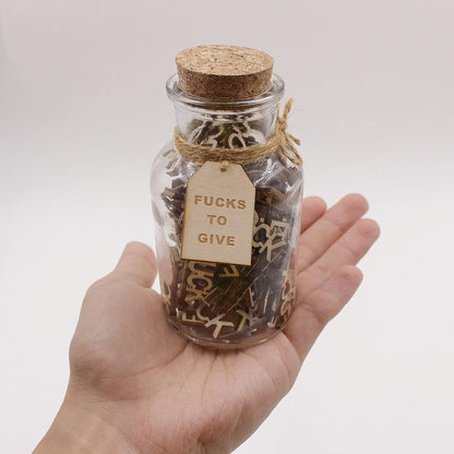 Fuck Jar（5Oz） Gift Jar,Fucks to Give,Fuck Wooden Cutout Letter Piece Bad Mood Vent Spoof Birthday Day,Holiday, Thanksgiving Christmas Gifts to Friend,Gag Funny Gift6