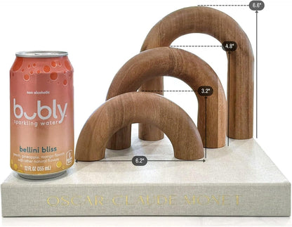 Wooden Arch Decor Set of 3, Acacia Wood Modern Decorative Home Objects | Japandi Home Decor Accents, Coffee Tables, Bookshelves, Entryways, Console Decorations, Housewarming Gift3