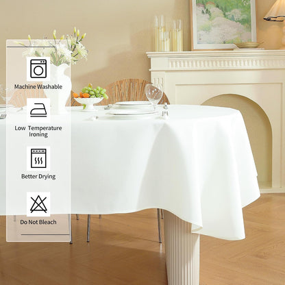Classic White Oval Tablecloth for Party Restaurant and Home 60 X 84 Inch3