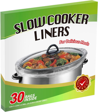 30×Slow Cooker Liners and Cooking Bags, Extra Large Cooking Liner Disposable Pot Bags, Fit 6QT to 10QT for Slow Cooker, Oval & round Pot 14"X 22" /Bag1