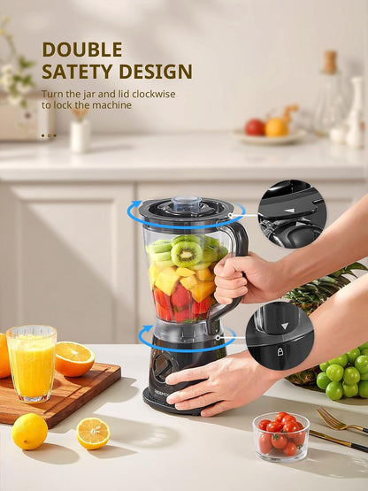 Blender, 50Oz Countertop Blender | 2 Adjustable Speeds + Pulse, Dual Safety Locks, Dishwasher-Safe Pitcher for Smoothies, Crushing Ice & Family Meals5