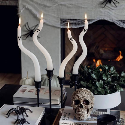 Halloween Decorations Indoor - 4 Pack Cute Ghost Taper Candles4