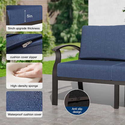 Aluminum Outdoor Patio Furniture Set with 5.1'' Thick Cushions2