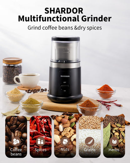One Touch Coffee Grinder Electric, Spice, Herb, for Coffee Bean Spices and Seeds with 1 Removable Stainless Steel Bowl, Dry Grinder, Black2