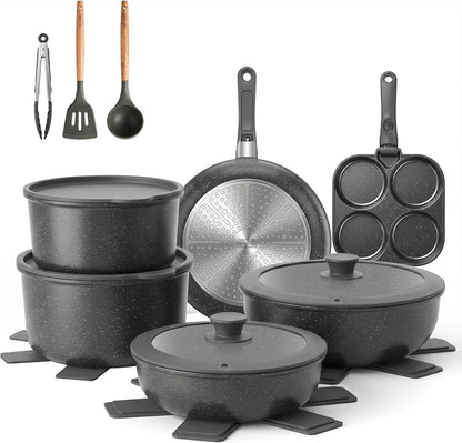 20Pcs Nonstick Cookware Set with Detachable Handles, Oven Safe | Induction Compatible Non-Toxic Pots and Pans Set for RV, Campervans, Pfoa/Pfos-Free, Stackable1