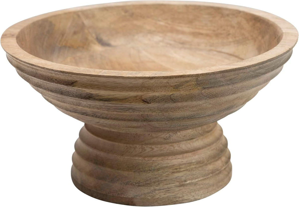 creative-co-op-ridged-mango-wood-footed-bowl-brown