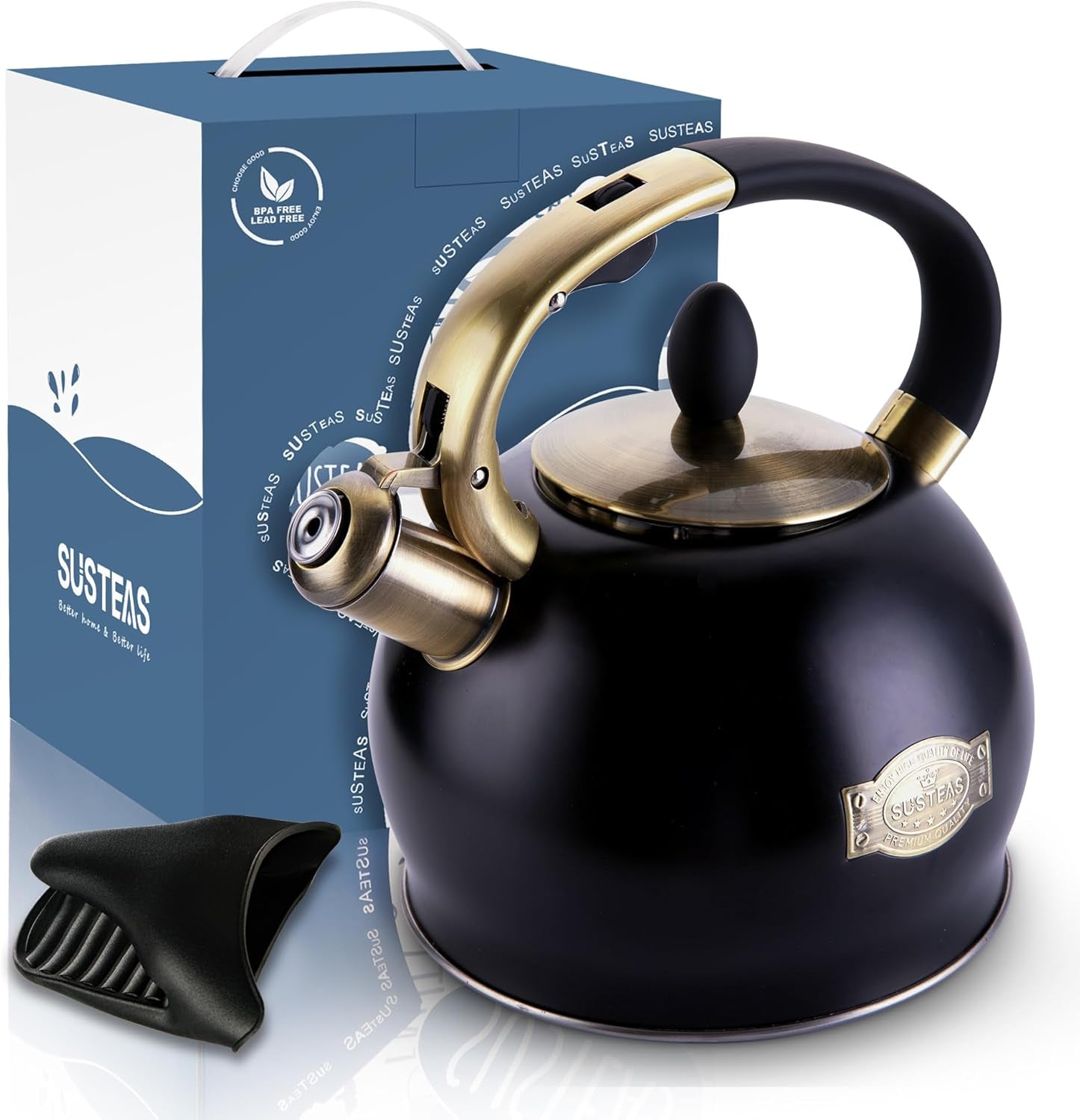 whistling-tea-kettle-2-7qt-food-grade-steel-teapot-black-tea-pot-for-stove-with-ergonomic-handle-with-1-silicone-pinch-mitt-for-induction-gas-electric-radiant-cooktops
