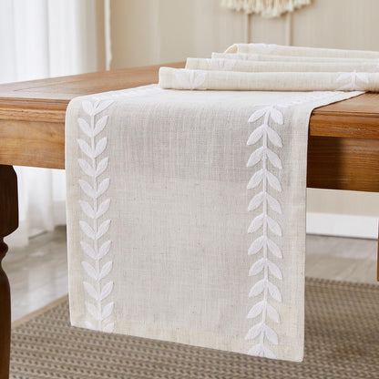 Embroidered Table Runner, White Table Runners 90 Inches Long6