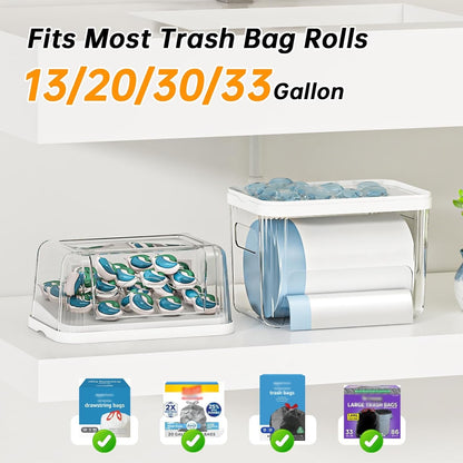 2-In-1 Trash Bag Holder Laundry & Dishwasher Pods Container,Garbage Bag Dispenser with Removable Lids,Kitchen Organizer and under Sink Storage Box4