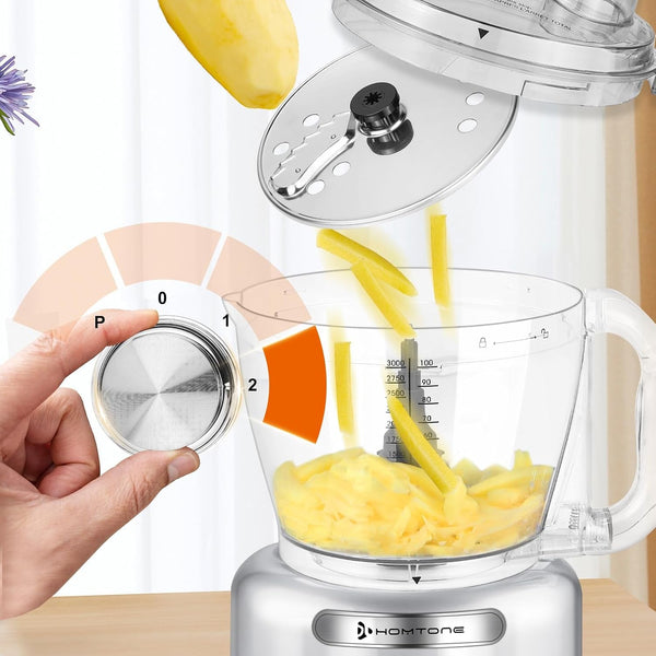 16 Cup Food Processor Large, 9-In-1 Vegetable Chopper with 7 Blades for Shredding, Slicing, French Fry Cutting, Meat Grinding, Dough Kneading, 3 Speeds, Dishwasher Safe (Silver, 16 Cup)5