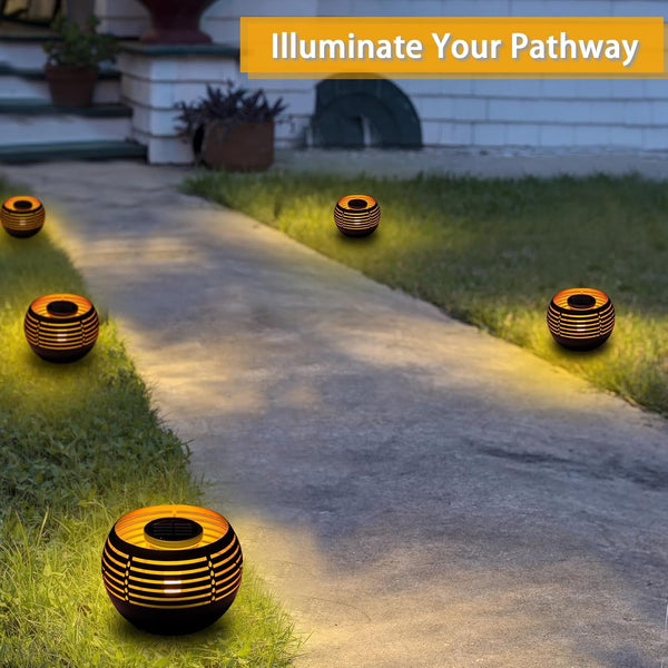 Solar Lantern Table Lamps with Amber Twinkling Glow, Waterproof Metal Landscape Fixture Dusk to Dawn for Outdoor Garden Tables, Balcony, Walkways, Bar Tabletop Create Romantic Ambiance7