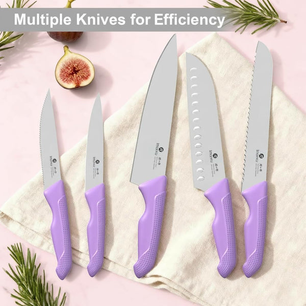 14-Piece Knife Set with Block, Utility Knife, Purple | Glides through Meat, Fish, Veggies & Bread, Standout Color for Stylish Kitchens, Built-In Sharpener7