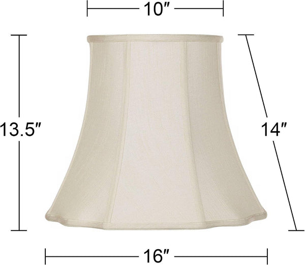 Creme Color Cut Large Corner Set of 2 Lamp Shades 10X16X14 (Spider) | 10" Top X 16" Bottom X 14" High Replacement for Table Lamps Shade Pre-Assembled Harp + Finial4