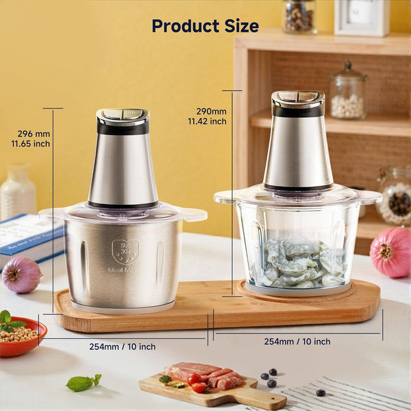 3L Dual Bowl Food Processor 2 Blades 2-Speed Digital Display Quiet | 220V EU Plug, 3L Capacity, 36-45Db Ultra-Quiet, Dishwasher-Safe, Stainless Steel Blades, Digital Display, Multi-Functional4