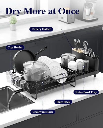 Extendable Dish Drying Rack, 19.2"-26.7" L X 12.9" W, Black2