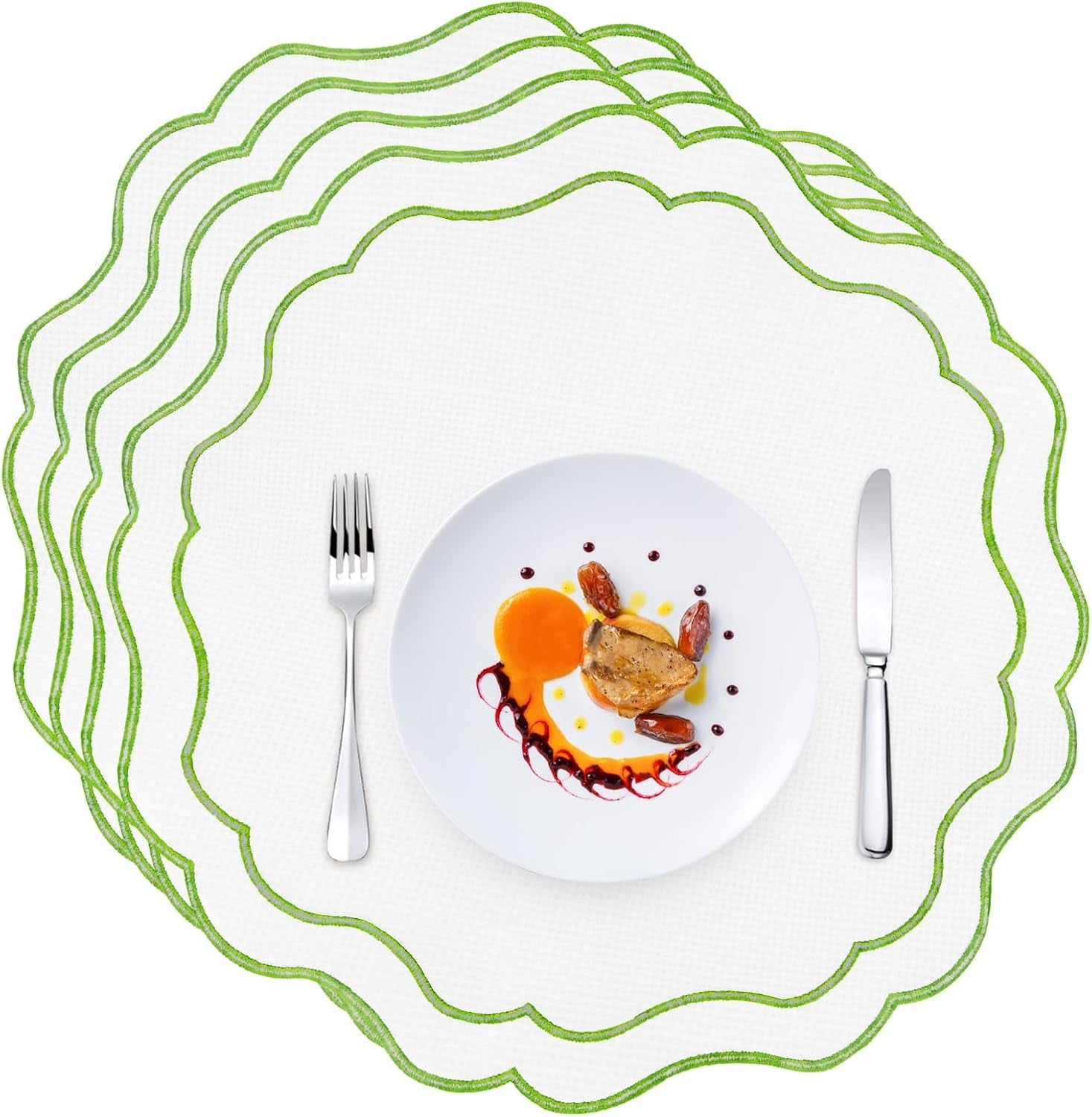 4-pieces-15-38-cm-linen-placemats-set-embroidered-green-round-placemats-washable-scalloped-cloth-fabric-for-dining-table-decor-place-kitchen-dinner-party