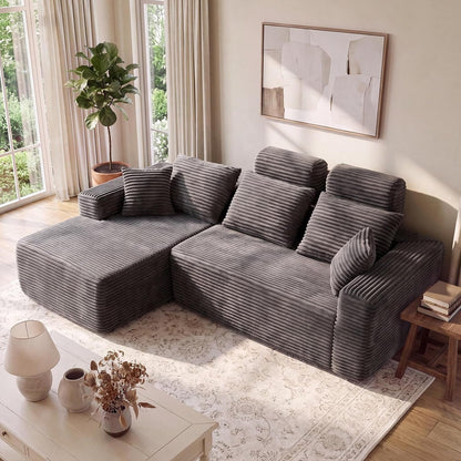 96" L-Shaped Boneless Couch, Sectional Sofa with 2 Removable Back Supports1