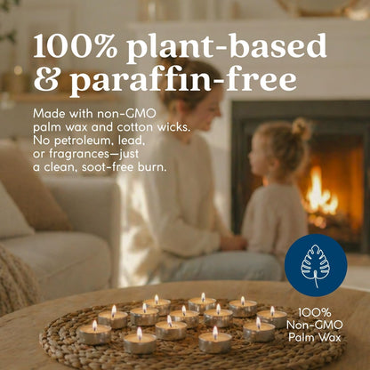 Unscented Tea Lights Candles, 24 Paraffin-Free Tealight Candles2