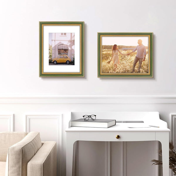 ,11X14 Ornate Picture Frame Holds 8X10 Photo,Green Gold3