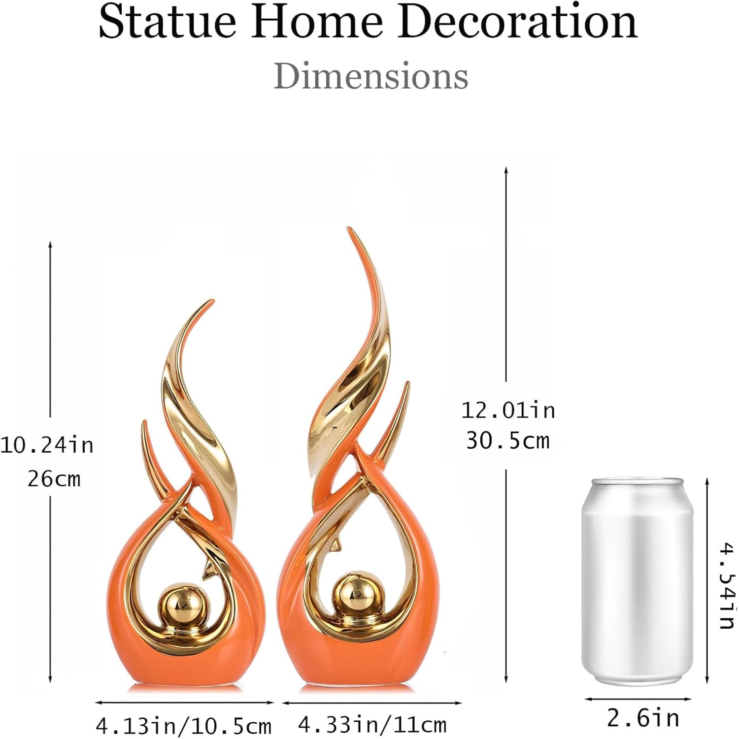 2-pcs-orange-gold-ceramic-statues-for-home-decor-accents-modern-abstract-art-sculptures-elegant-tabletop-decorative-objects-for-dining-room-entryway-tv-stand-mantel-coffee-table-centerpieces