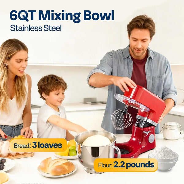 Stand Mixer with Dough Proofing, 6-Quart Tilt-Head Mixer, Red | One-Touch Programs, Adjustable Temperature & Time, Flex Edge Beater, Dough Hook, Whisk, Stainless Steel Bowl, Splash Guard5