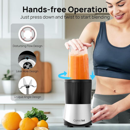 11-Piece Blender for Kitchen and Personal Size, 900 Peak Watts | Blend Shakes & Smoothies, Frozen Drinks, Baby Food, Spreads & More, 3 Portable Bpa-Free To-Go Cups, 2 Spout-Lids & 1 Flat-Lid3
