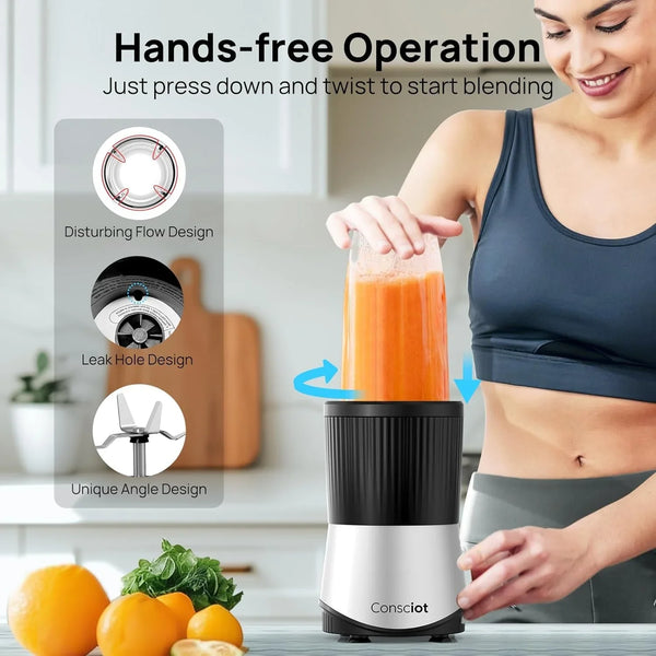 11-Piece Blender for Kitchen and Personal Size, 900 Peak Watts | Blend Shakes & Smoothies, Frozen Drinks, Baby Food, Spreads & More, 3 Portable Bpa-Free To-Go Cups, 2 Spout-Lids & 1 Flat-Lid3