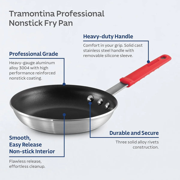 Professional 8-Inch Non Stick Small Frying Pan | Heavy-Gauge Aluminum Skillet with Reinforced Nonstick Coating, Red Handle, Dishwasher and Oven Safe, Made in Brazil3