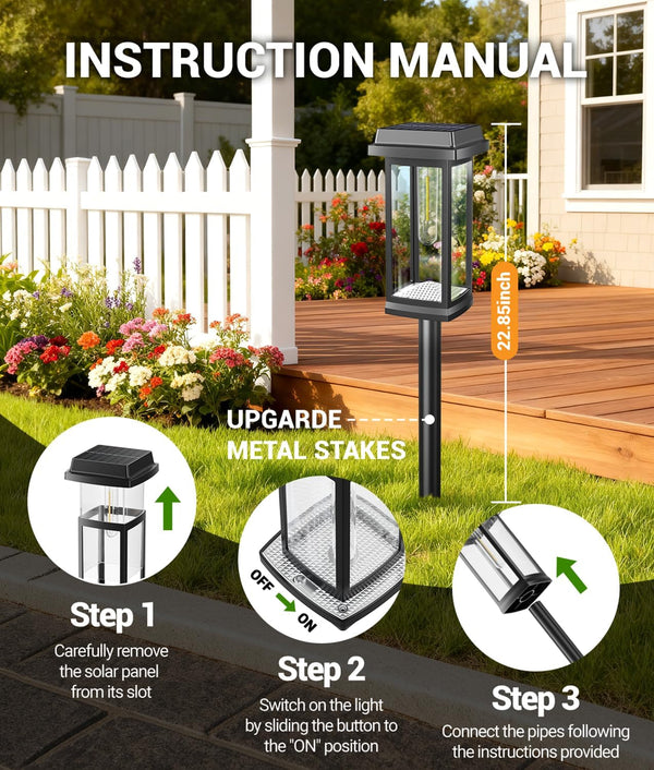 Solar Pathway Lights Outdoor, 8 Pack Upgraded Solar Garden Lights Solar Powered, Solar Lights Outdoor Waterproof IP65, 15 Hours Outdoor Solar Lights for Yard Patio Landscape Walkway Driveway Decor4