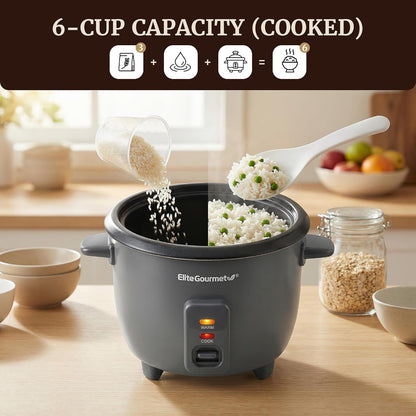 ERC6GC Ceramic Rice Cooker, Pfas-Free Non-Stick, Gray | 6-Cup Capacity - Ceralast Coating - Tempered Glass Lid - One-Touch Cooking - Includes Bpa-Free Measuring Cup and Spatula4