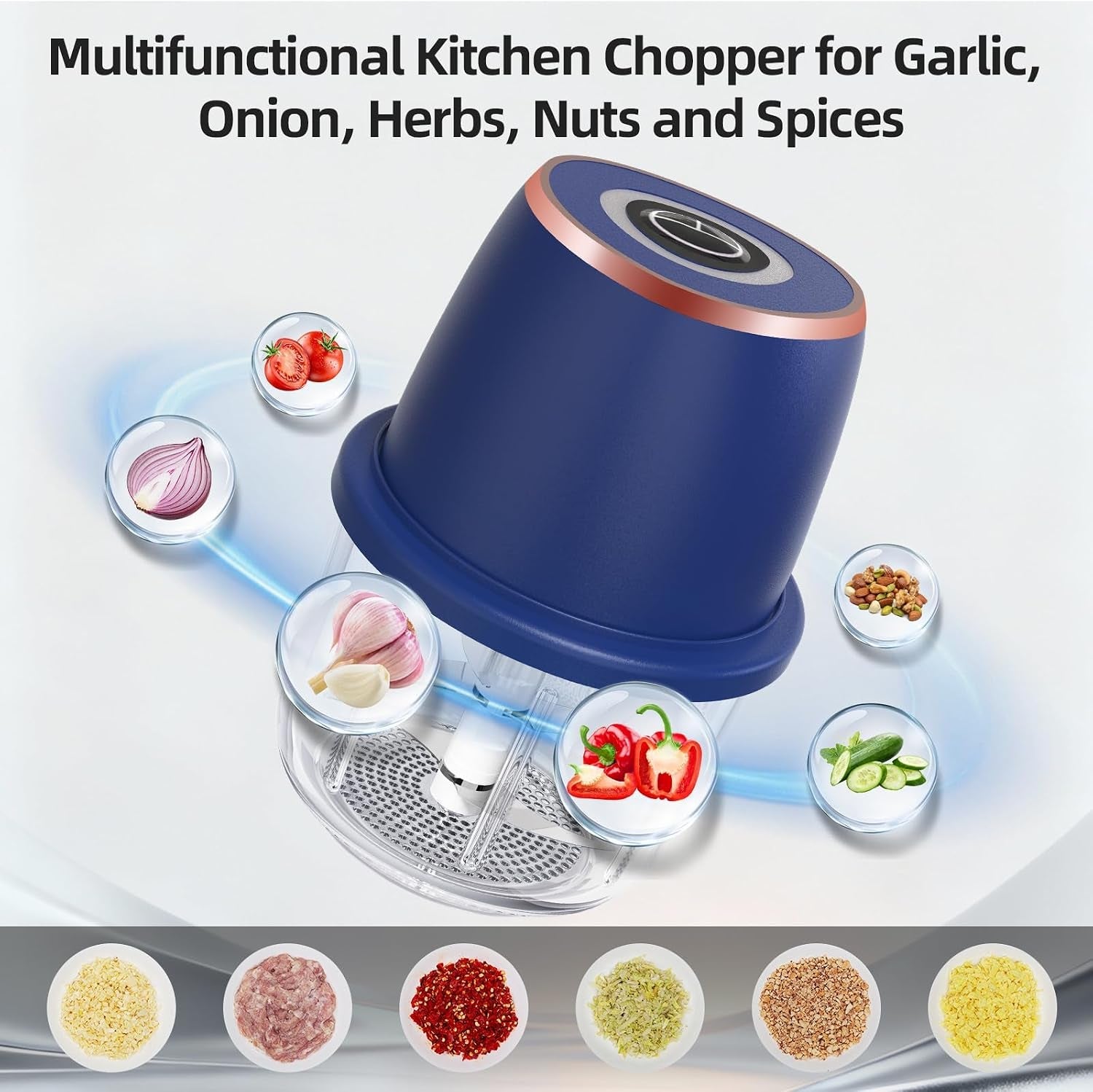 electric-garlic-chopper-350ml-mini-food-processor-vegetable-chopper-blue-bpa-free-glass-bowl-6-blade-cutting-cordless-usb-rechargeabl-garlic-chopper-mini-chopper-for-onion-herb-nut-easy-to-clean