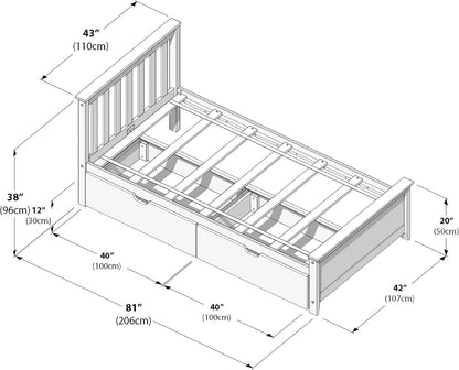 Max & Lily Classic Twin Bed, Slatted Headboard, with Storage Drawers, Pecan2