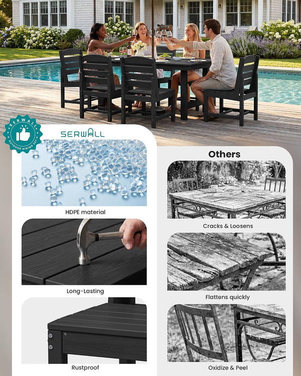 Armless Outdoor Dining Set, Patio Dining Set for 6, Black8