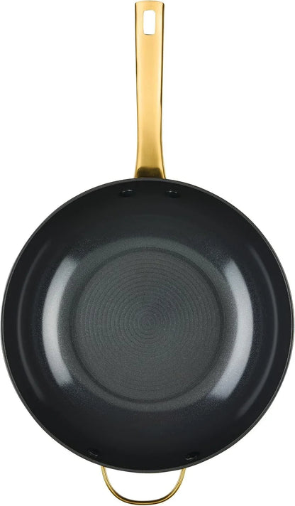 Forged Induction Ceramic Nonstick Stir-Fry Pan with Helper Handle, Dishwasher Safe, Suitable for All Stovetops, 12.25 Inch Wok Pan - Black8