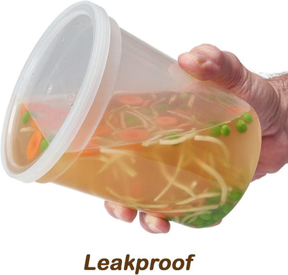 '- Deli Food Storage Containers with Lids 32 Oz, Quart Pack of 24 Leak-Proof Freezer Safe Microwaveable Soup Storage Container - Clear Plastic Premium Quality3