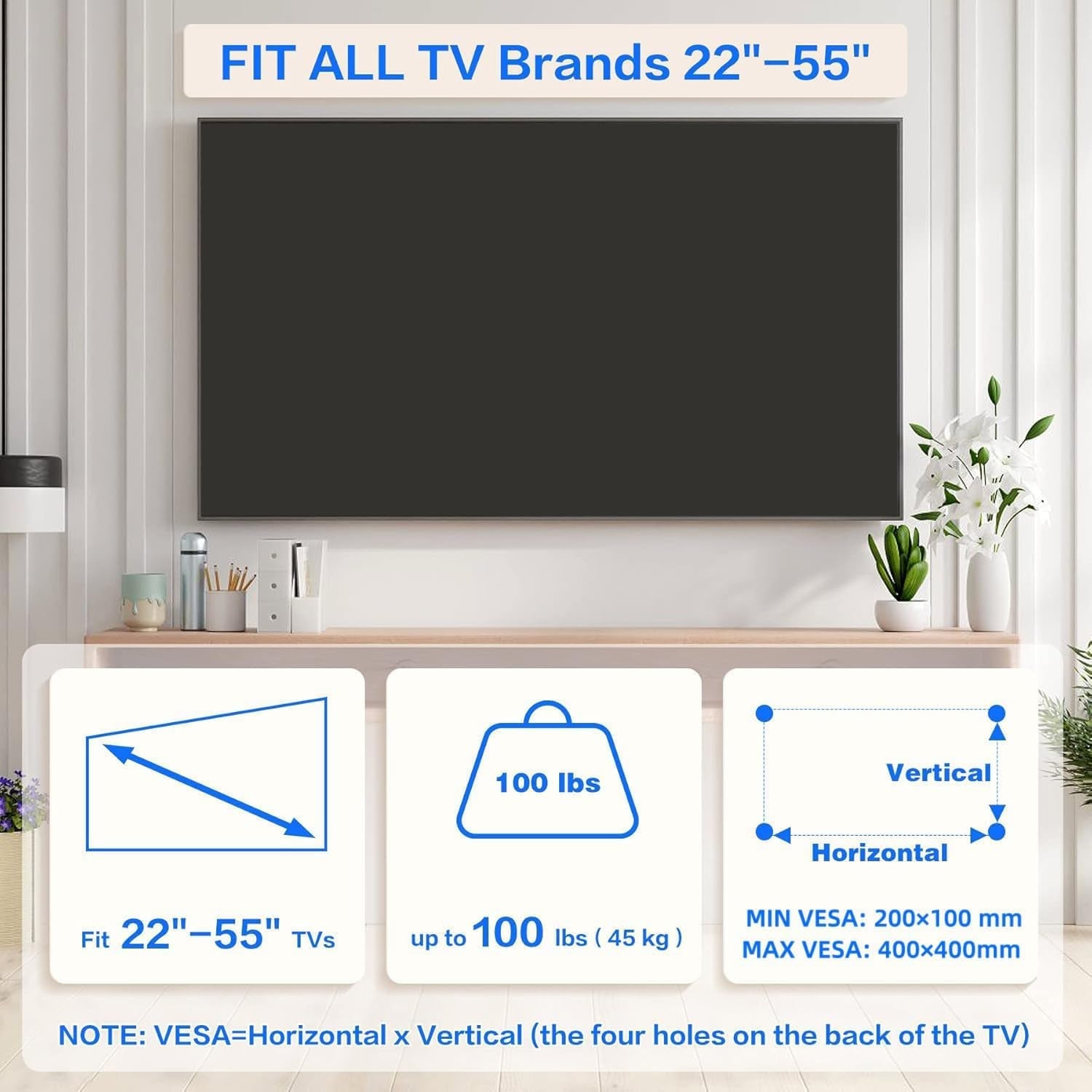 no-drill-drywall-tv-mount-no-stud-tv-wall-mount-for-most-brand-22-55-inch-tvs-up-to-100-lbs-easy-install-no-stud-studless-tvs-wall-mount-include-all-hardware-level-bubble-meter