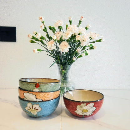 Ceramic Bowls for Kitchen, 28Oz - Bowl Set of 4 - for Cereal, Salad, Pasta, Soup, Ramen, Serving Etc - Dishwasher, Microwave, and Oven Safe - for Breakfast, Lunch and Dinner (Blue+Red+Green+Pink)4